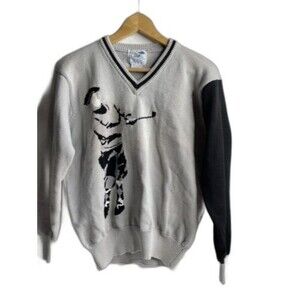 Carmel California Sportswear Vintage 1970’s Golf Cotton Knit Sweater Mens Gray